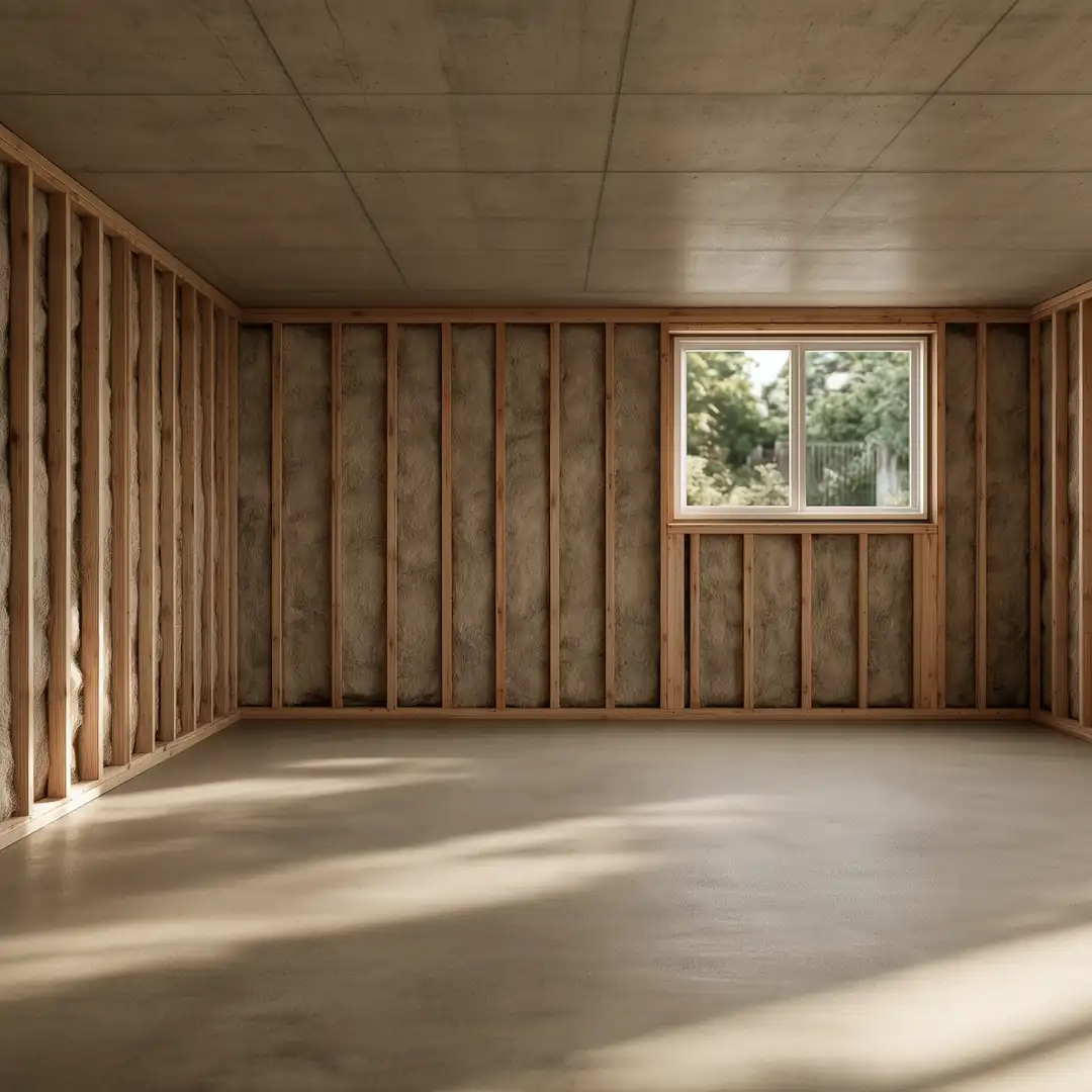 Unfinished Toronto basement with bare concrete walls and open joists before a legal basement apartment build